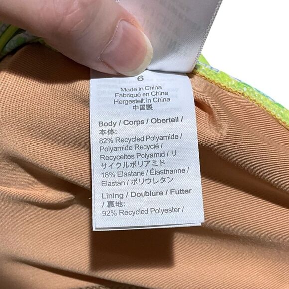 J. CREW V-Neck One-Piece Swimsuit Green Paisley Size 6 - Picture 13 of 13